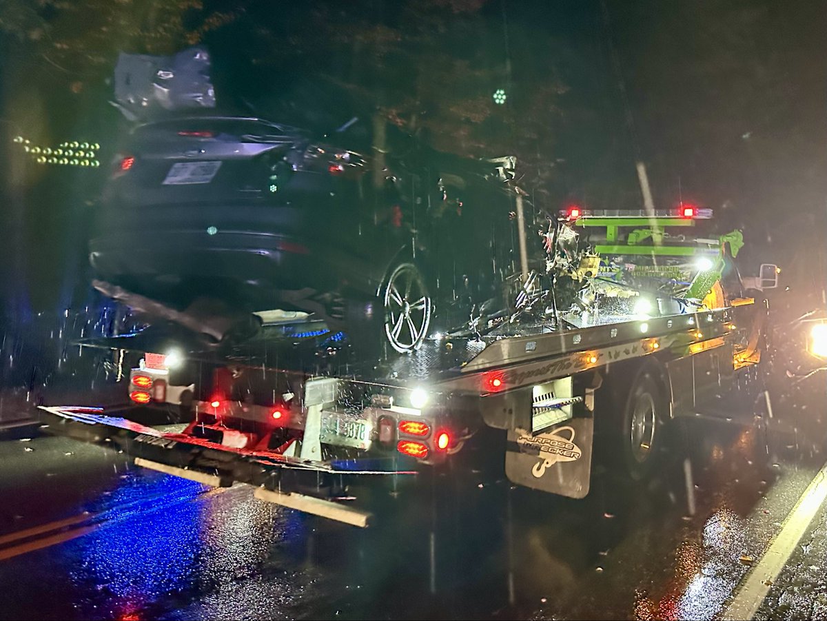 JonWMUR's tweet photo. Three people are dead in a crash late Tuesday night, after the car involved hit and snapped an electrical pole along Route 47 in Francestown.

Crews were out fixing the power lines until about 5:00 a.m. More details are expected later this morning. #nhnews #wmur https://t.co/liNmOAP4Xm