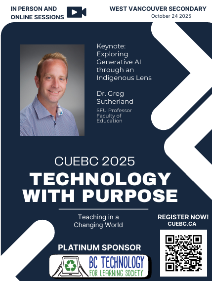 CUEBC (@cuebc) on Twitter photo "Technology with Purpose" Conference October 24 PSA Day in West Vancouver.   We are excited to have Dr. Greg Sutherland as our keynote speaker this year.  sfu.ca/education/news…
<a href="/CUEBC/">CUEBC</a> #vsblearns #BCED #sd48learns #think35
#psaday #bctf
Reg: cuebc.ca "Technology with Purpose" Conference October 24 PSA Day in West Vancouver.   We are excited to have Dr. Greg Sutherland as our keynote speaker this year.  sfu.ca/education/news…
<a href="/CUEBC/">CUEBC</a> #vsblearns #BCED #sd48learns #think35
#psaday #bctf
Reg: cuebc.ca