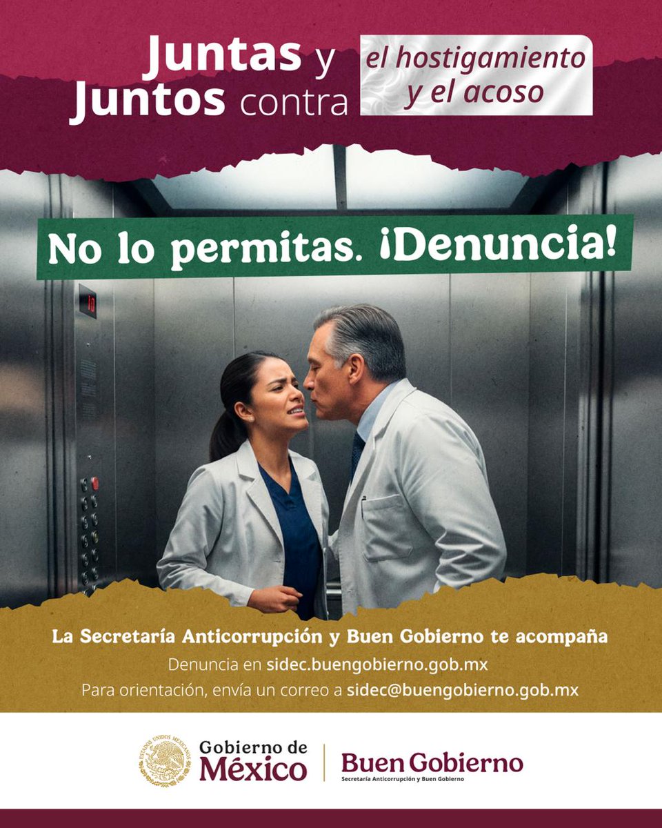 IMSS_Bienestar's tweet image. No es normal que el hostigamiento y el acoso formen parte de tu entorno laboral. Si los enfrentas, alza la voz y denúncialos en el #SIDEC

sidec.buengobierno.gob.mx

#ContraHostigamientoyAcoso
