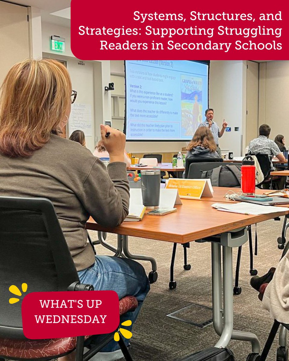 codepted's tweet image. It's What's Up Wednesday, and we are spotlighting our School Quality and Support Team's work to support high school teachers working with struggling readers. Last week, we hosted 43 educators from 10 school districts for two days of professional learning.