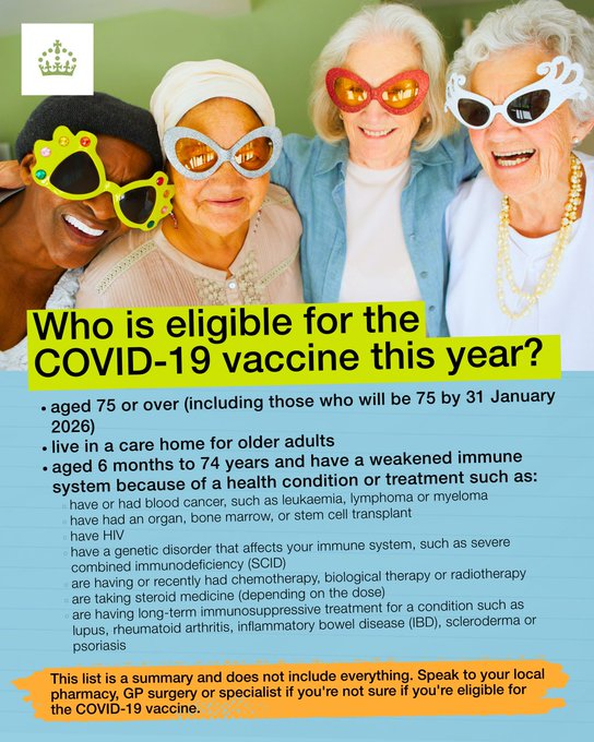 Have you booked your free NHS COVID-19 vaccination? 💉

Check if you’re eligible and book online or via the NHS App for appointments from 1 October. 📅

nhs.uk/nhs-services/v…