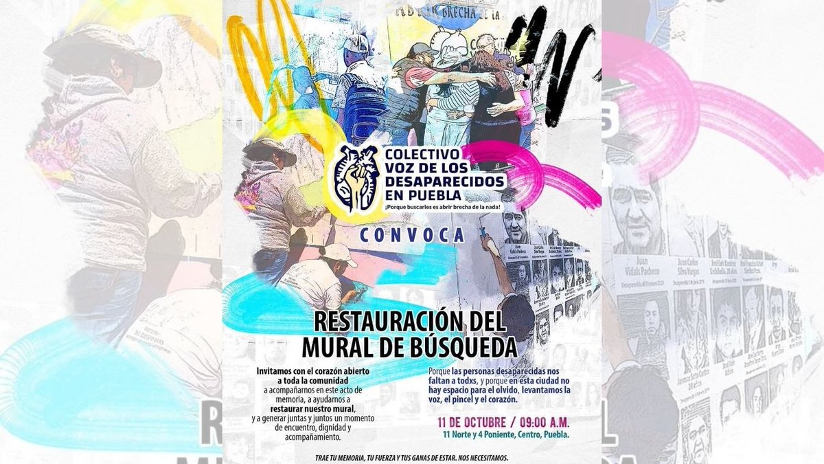 🎨✊ El colectivo Voz de los Desaparecidos (<a href="/VozdelosDesapa/">Voz de los Desaparecidos en Puebla</a>) restaurará el mural en Puebla como símbolo de memoria y resistencia frente a desapariciones forzadas, invitando a la ciudadanía a sumarse.

ornte.xyz/sKxYp