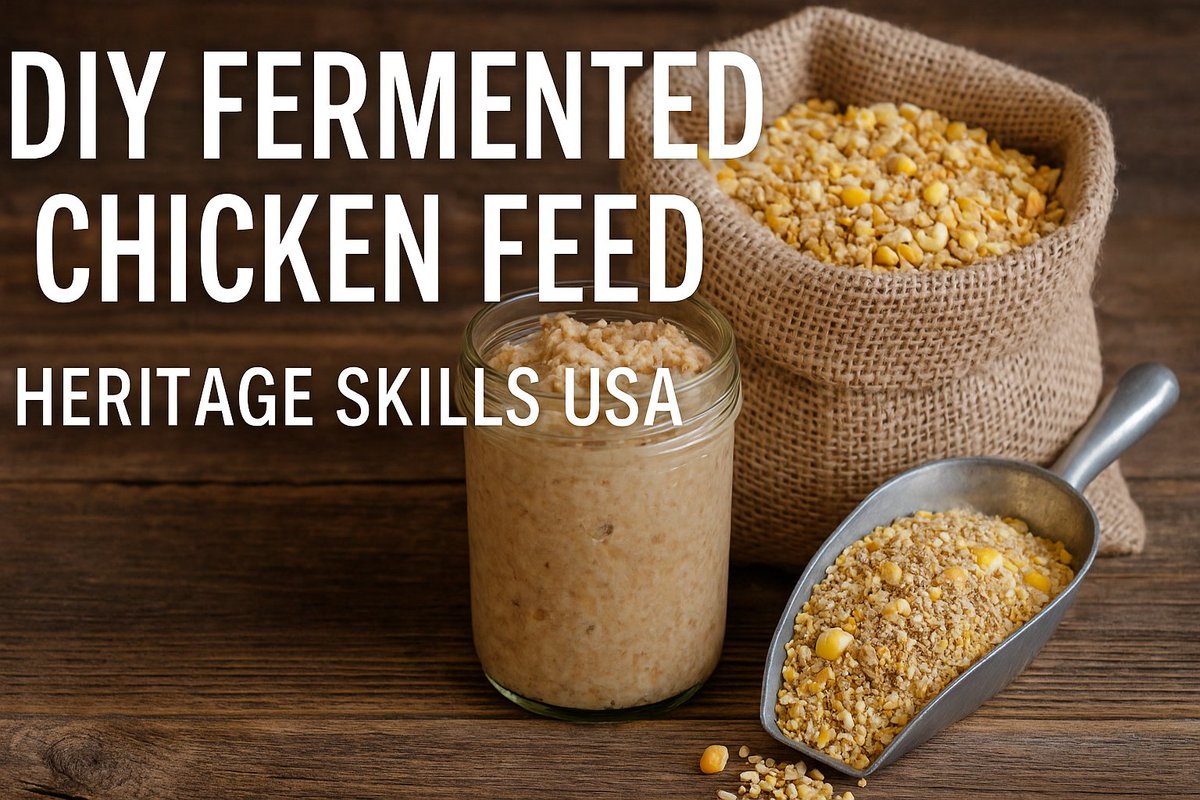 Fermented Chicken Feed: How to Make it &amp; Why You Should! heritageskillsusablog.com/diy-fermented-… #chickens #homestead #homesteading #backyardchickens