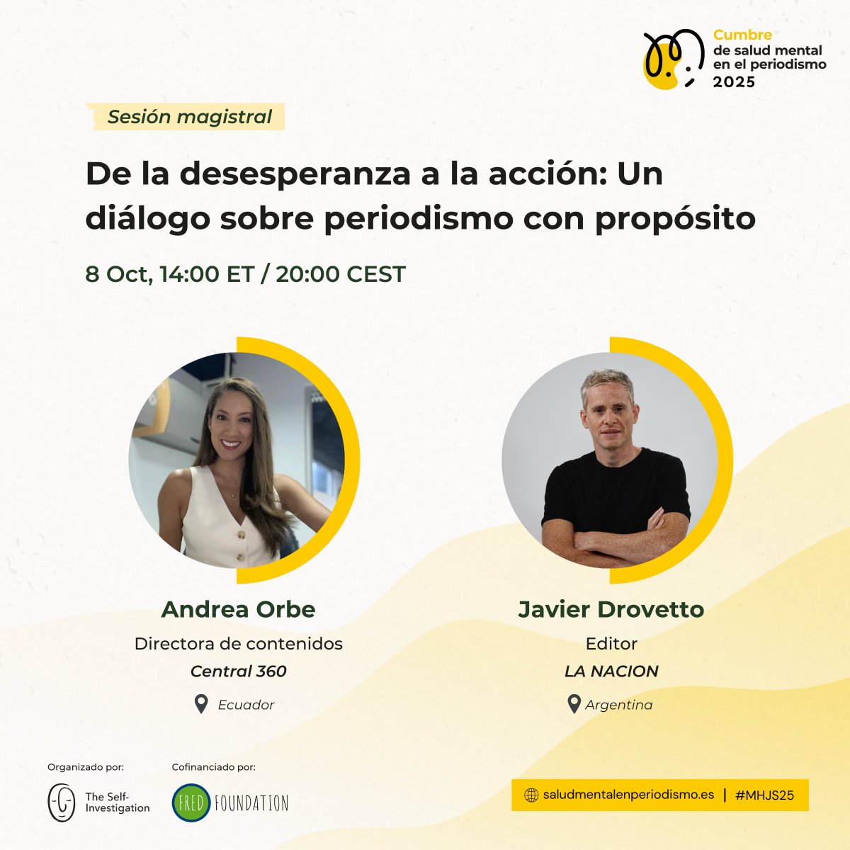 selfinvestigate's tweet image. Terminamos el primer día de #MHJS25 con esperanza y acción. 
👉Porque en esta Cumbre hablamos de soluciones y de periodismo constructivo👈 
🟢Informar con esperanza y rigor conecta con la audiencia de manera significativa. Inspira y transforma realidades.
👋¡Hasta mañana!