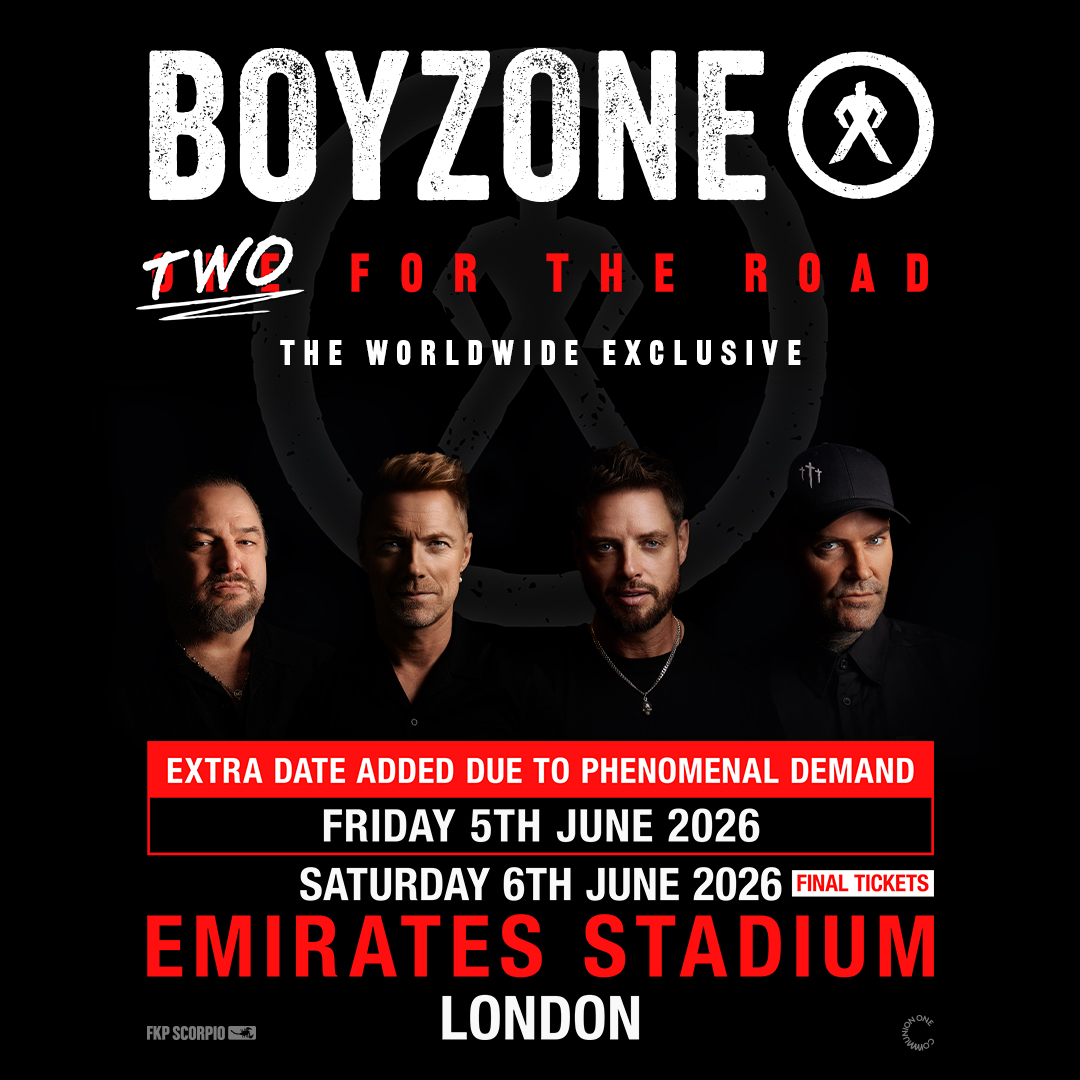 TicketmasterUK's tweet image. Due to phenomenal demand, Boyzone have announced an extra date on Friday 5 June at Emirates Stadium, London next summer. These world exclusive headline shows will be the biggest of their entire career anywhere in the world and the only place to see Boyzone live on stage in 2026.…