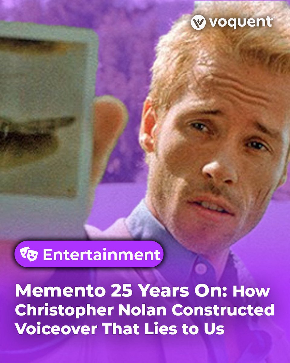 25 years later, Memento still disorients and fascinates.

Christopher Nolan’s use of voiceover is phenomenal. 

Read the full retrospective feature piece here 👉

voquent.com/blog/memento-2…