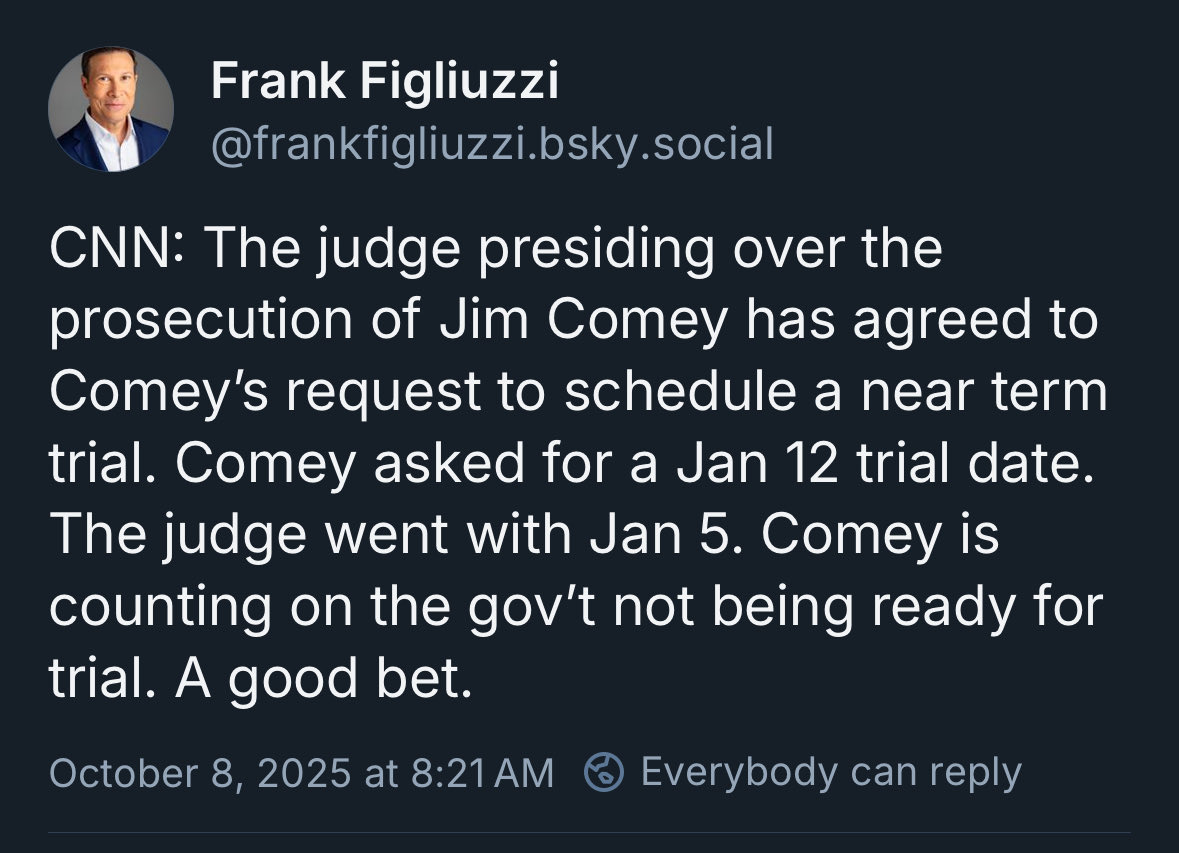 That is very speedy trial.

However, it may be over faster than that. Today’s hearing started the 21-day clock for a preliminary hearing.

That is a mini-trial where the prosecution has to prove probable cause. Usually a low bar, but based on what we’ve heard, maybe fatal here.