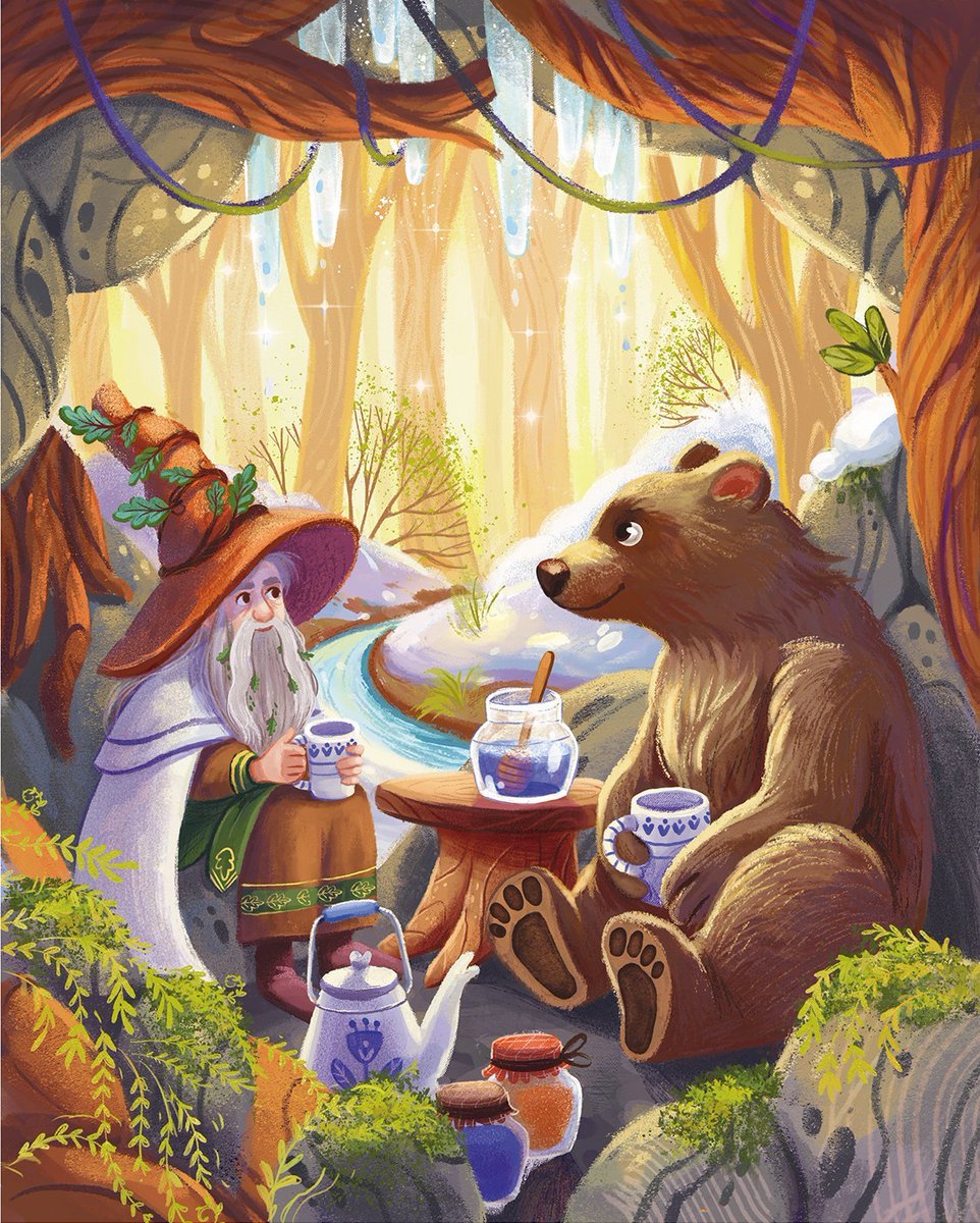 Just a wizard by Elisabeth Clover @elisabeth_clover on his daily walks through the magical forest, stopping for some honey tea with his bear friend~ 🧙‍♂️

Check out this artist's #portfolio 👉 childrensillustrators.com/elisabethcliov…

#childrensillustrators #childrensbooks #kidlitart