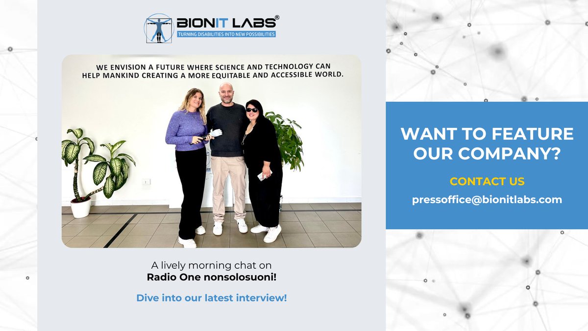 Adams_Hand_'s tweet image. ✨ A lively morning chat on #RadioOne!

🎙️Dive into our latest interview with our Marketing &amp;amp; Communication Manager, Cristina Longo and the journalist Rita Maggio: facebook.com/reel/810354244…

#BionITLabs #BionicHand #AdamsHand #Interview #Salento