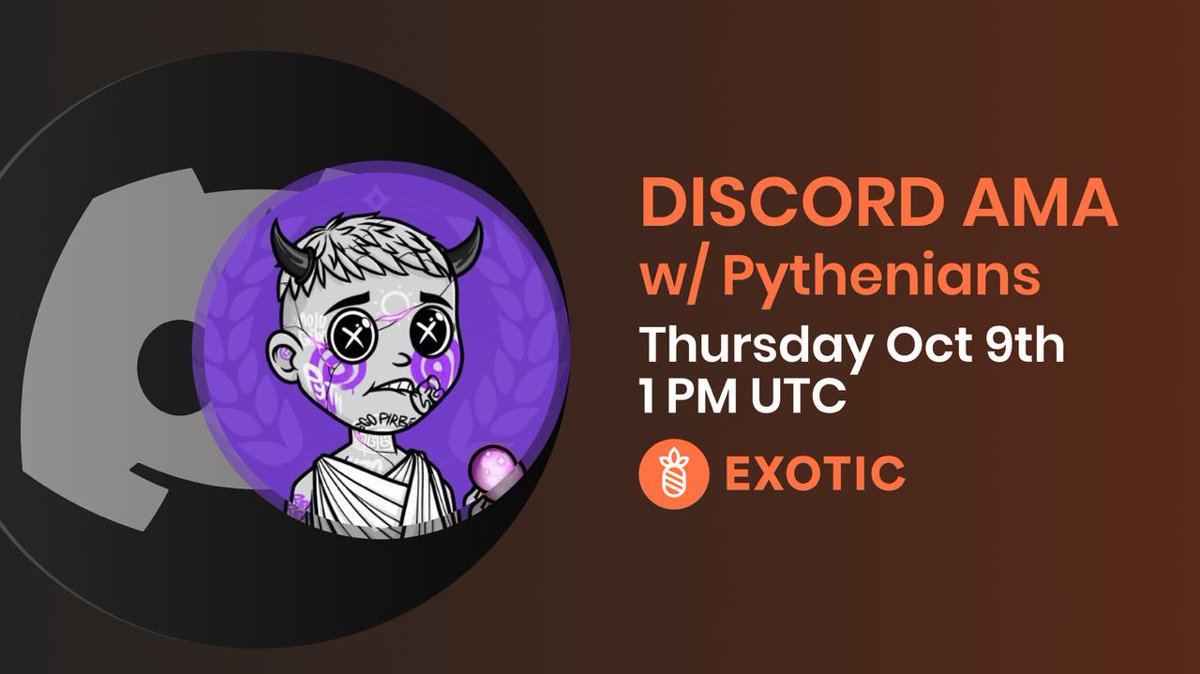 exotic_markets_'s tweet image. 🍍 EXOTIC MARKETS x @PytheniansNFT AMA 📡
We’re going to host an AMA inside the @PythNetwork Discord, for a deep dive into the future of on-chain options, yield, and how Pyth powers it all!
What to expect:
🔸 Learn about Exotic Markets redefining options & yield on @solana
🔸…