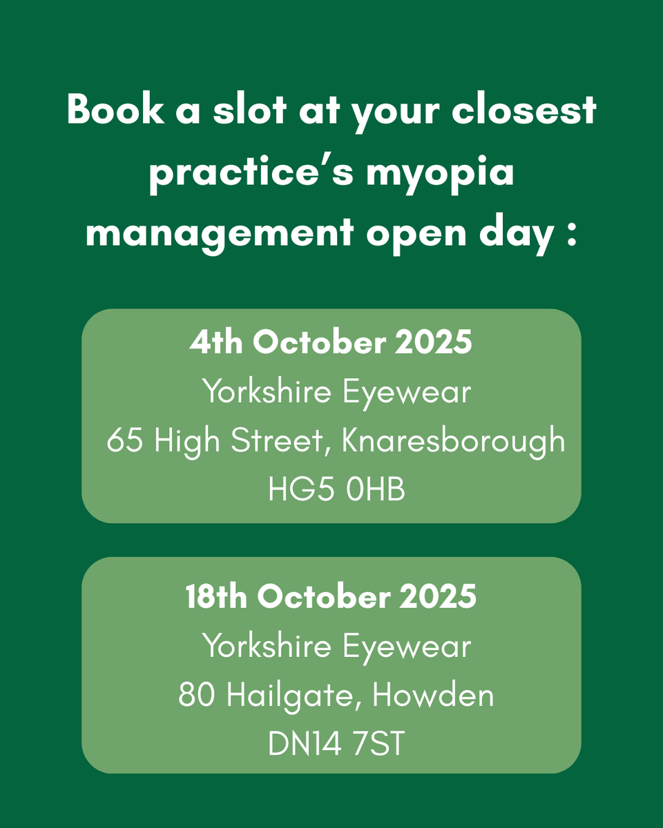 YorksEyewear's tweet photo. On Saturday 18th October, we are hosting a Myopia Management Open Day at our Howden practice.

MAKE AN APPOINTMENT - WALK IN'S ALSO AVAILABLE

01430 432133
HOWDEN@YORKSHIREEYEWEAR.CO.UK https://t.co/PxplhtNtwE