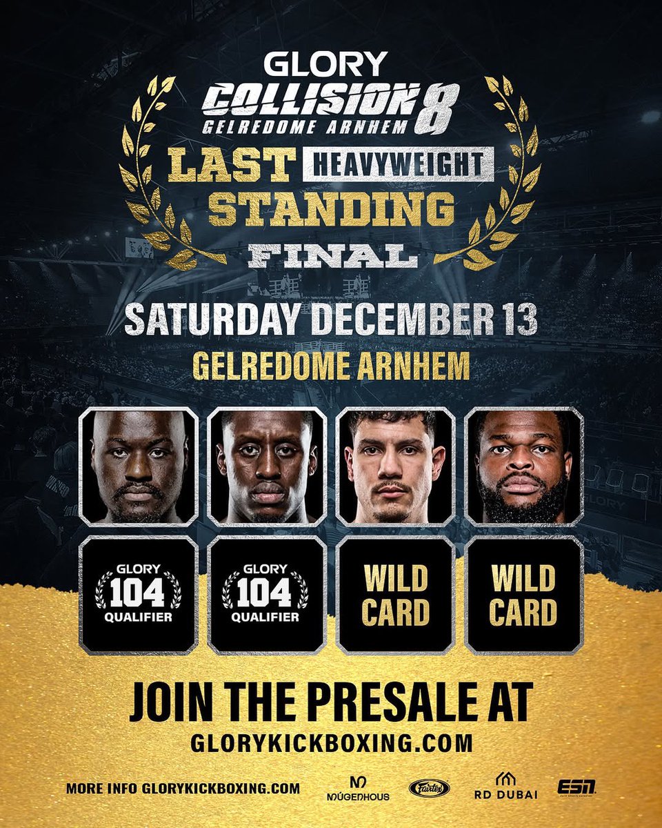 🚨 BREAKING: The biggest kickboxing event of the year will take place on December 13! The Last Heavyweight Standing Final is set for #COLLISION8 at the GelreDome in Arnhem. 

Mory Kromah, Nico Horta, Tariq Osaro, and Anis Bouzid plus four more heavyweights will compete in an