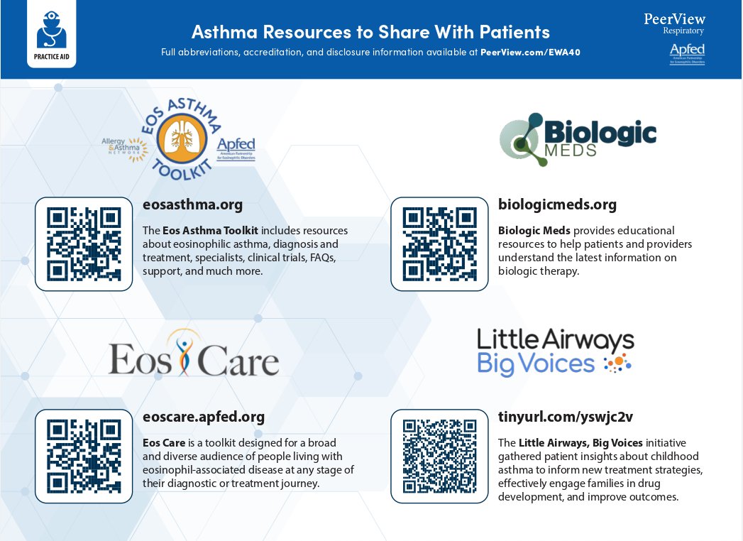 Overcoming Challenges in the Management of #Severe #Asthma: Expert Insights on Emerging Strategies to Close the Gaps to Optimal Care. 
Use these downloadable PeerView Practice Aids to enhance your practice. interasma.org/2025/10/08/ove…