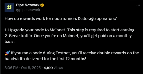 colonydrops's tweet image. Second scam of October courtesy of @pipenetwork promised testnet incentives, only to back out and spread their legs for Binance.
Now mainnet nodes required for airdrop (good luck with that)
Not sure why @solana is even backing this.
Glad I dumped in pre-market and at least…