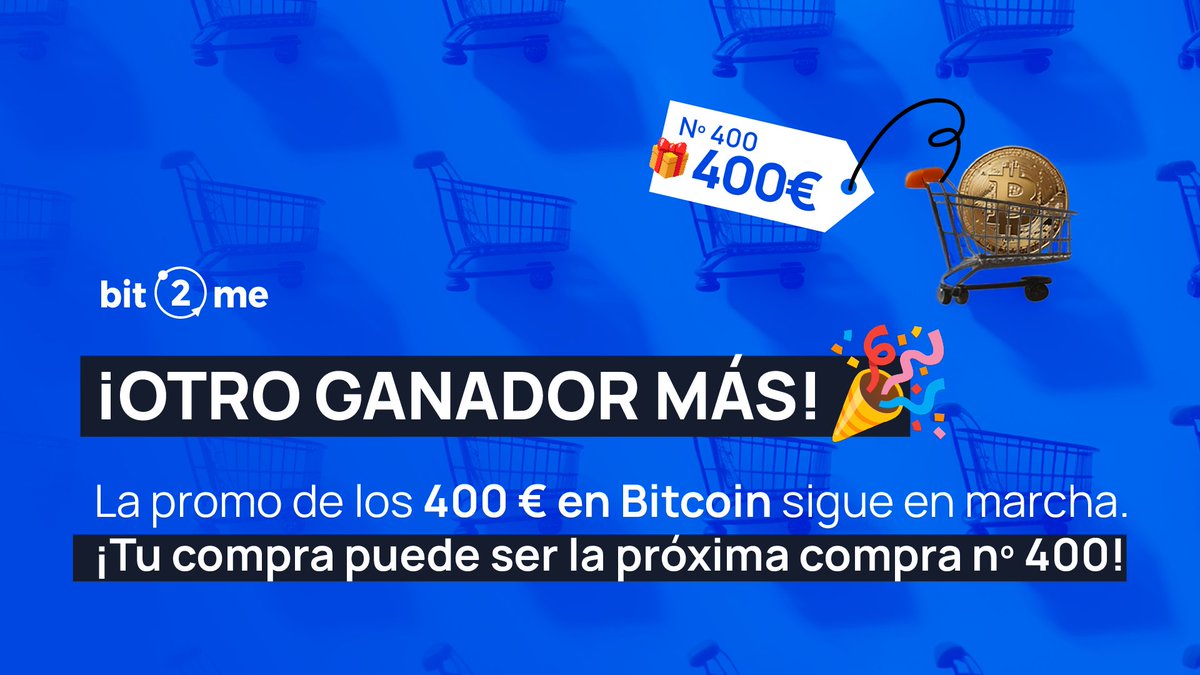 ⚠️ ¡Cada compra cuenta!⚠️ Ya salió el último ganador de 400€ en Bitcoin 💸  La próxima compra n.º 400 puede ser la tuya… ¿Vas a dejar pasar la  oportunidad? 👀 https://t.co/kl02mW9Mr7