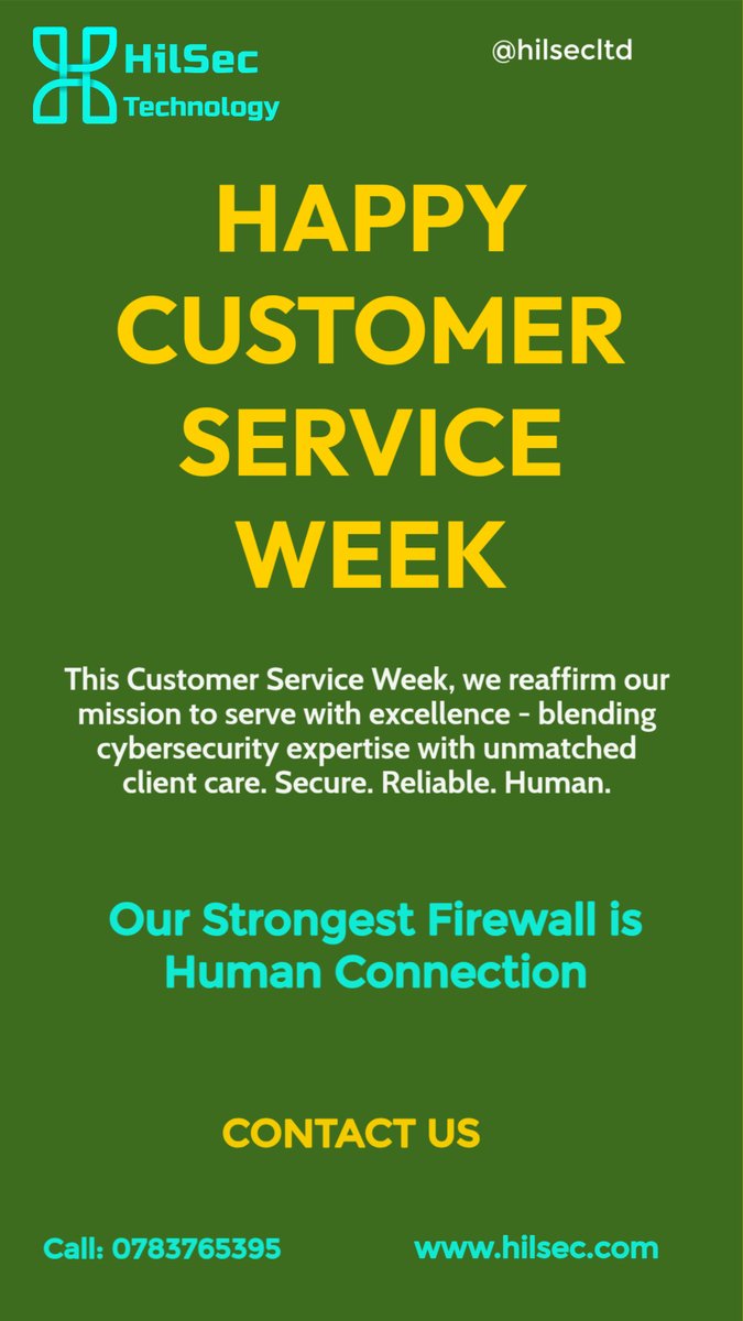 HilSecLtd's tweet image. Technology builds systems, but service builds trust. This #CustomerServiceWeek, we celebrate the power of listening, supporting, and securing those who rely on us every day. Because at HilSec, our strongest firewall is human connection. 
#HilSec #TrustInTechnology #ExcellenceTech