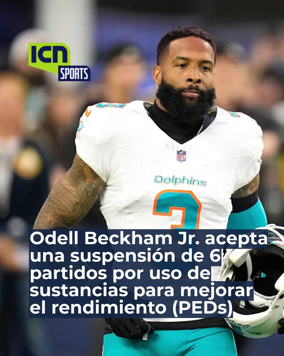 IcnSports's tweet image. 🏈 OBJ, receptor estrella de la NFL y actualmente agente libre, aceptó que la temporada pasada, durante su etapa con los Miami Dolphins, dio positivo por el uso de sustancias para mejorar el rendimiento.
El jugador recibió una suspensión de seis partidos, la cual aceptó sin…