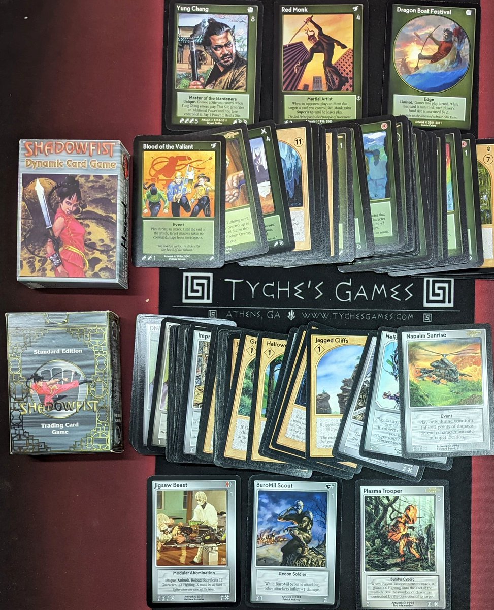 TychesGames's tweet photo. Come and learn and play #SHADOWFIST with us today! Shadowfist is the card game of wild action movies, all of them at the same time! Wire Fu to crazy technology! Happy to teach new players! Free!
#CardGames #CCGs #LCGs #FengShuiRPG #AthensGA https://t.co/dvWT2bTWYc