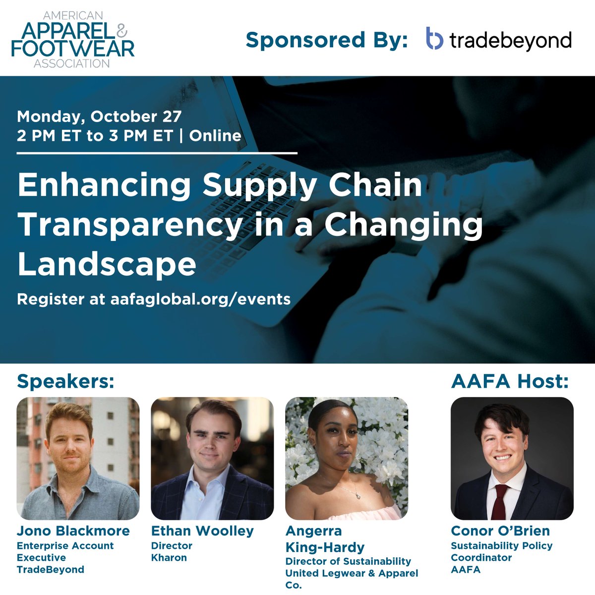 October 27 at 2PM ET, join AAFA for a webinar exploring practical approaches to overcoming key #traceability challenges, featuring insights from industry leaders – TradeBeyond, <a href="/KharonData/">Kharon</a>, and United Legwear &amp; Apparel Co. Register Here: bit.ly/4mMlj5A