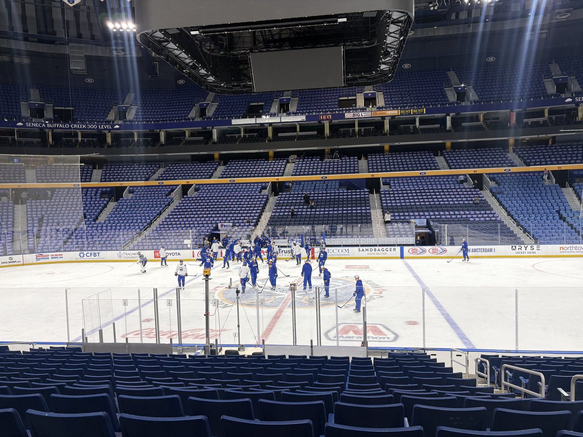 It’s gameday eve for the Sabres and we’re at KeyBank Center for practice. Owen Power is in a regular jersey

Lines: 
Benson-Norris-Thompson 
Zucker-Kulich-Tuch
Quinn-McLeod-Doan
Malenstyn-Krebs-Danforth

Dahlin-Byram
Power-Bryson
Samuelsson-Timmins
EXT: Johnson, Geertsen, Kozak