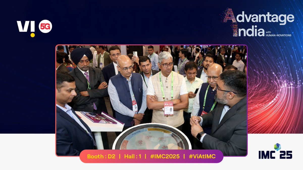 ViNewsOfficial's tweet photo. We were honoured to welcome Mr. Anil Kumar Lahoti, Chairman, TRAI, and Mr. Ritu Ranjan Mittar, Member, TRAI, at the Vi Experience Zone during #IMC2025. 

@TRAI @lahotiak @exploreIMC #InnovatetoTransform #ViAtIMC #AdvantageIndia #Humannovation https://t.co/1nTMid271B