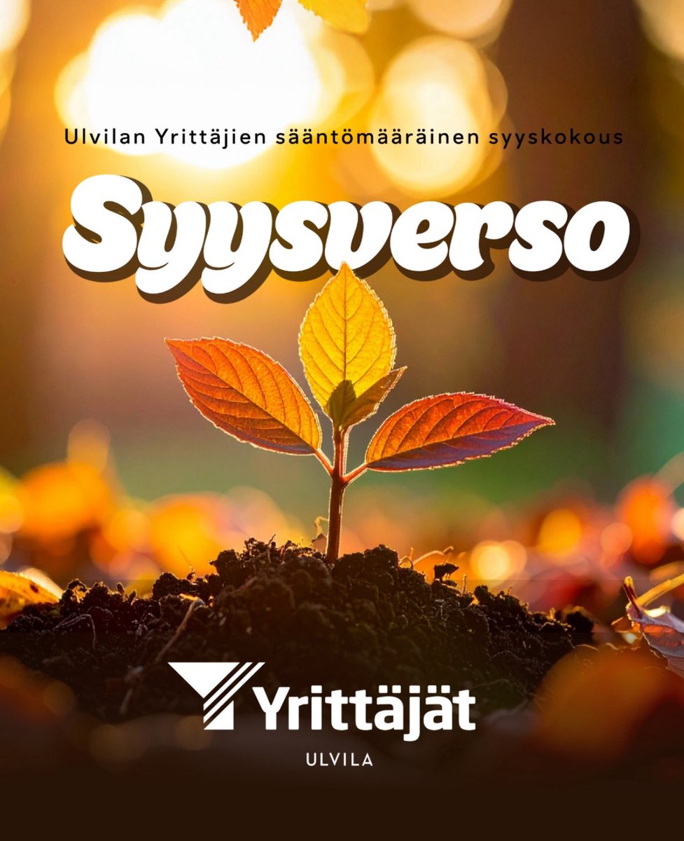 ulvilan's tweet photo. Tervetuloa Ulvilan Yrittäjien sääntömääräiseen syyskokoukseen, Syysversoon!
 
Aika: 30.10.2025 klo 18:00 Paikka: Cafe Hellman, Friitalantie 11, Ulvila
 
#syysverso #syyskokous #yrittäjät #ulvila https://t.co/KI8UH8m7hj