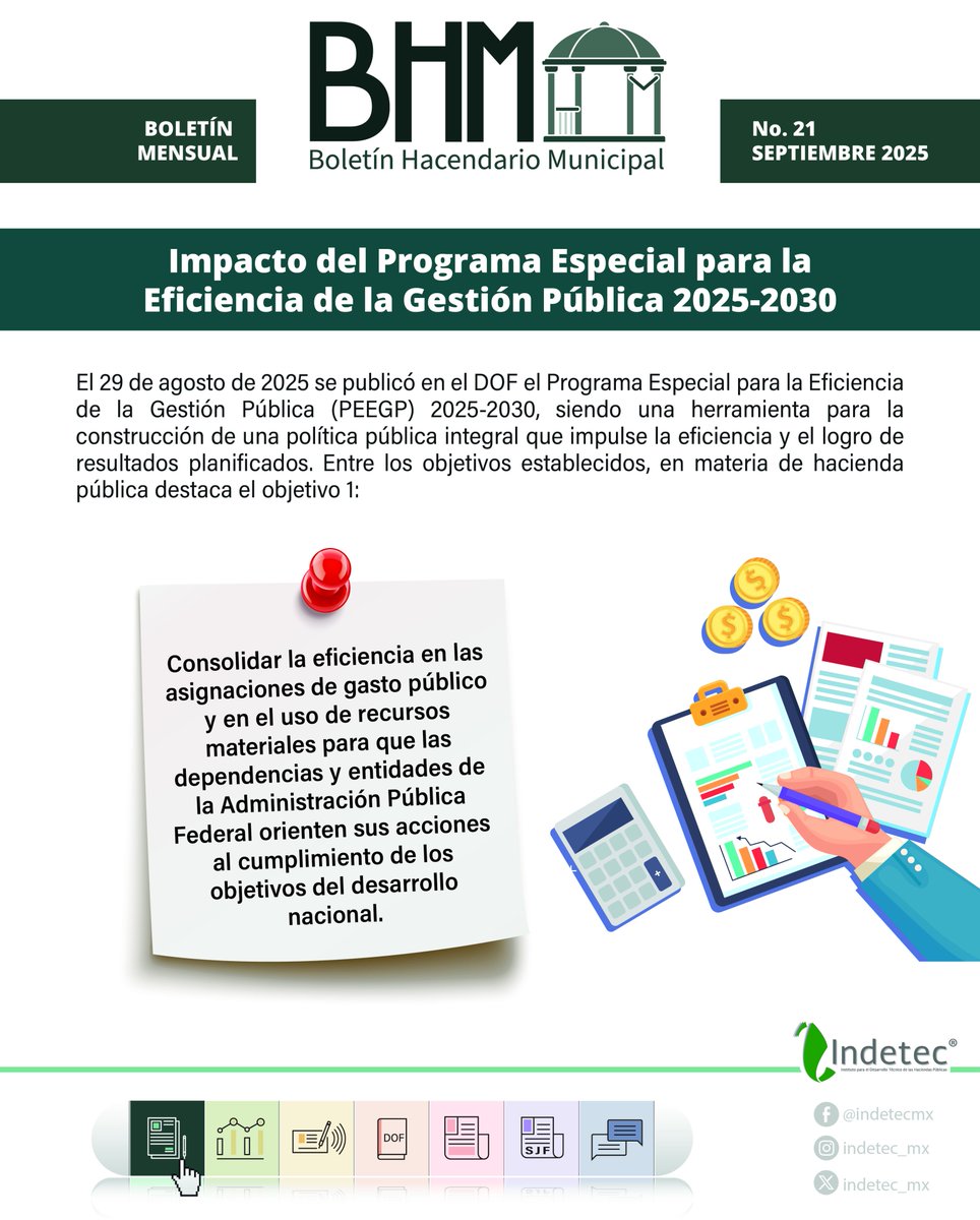 INDETEC_mx's tweet image. Conoce el impacto del Programa Especial para la Eficiencia de la Gestión Pública 2025 – 2030 en el Gasto Público.
…tinhacendariomunicipal.indetec.gob.mx/preview/26286
#indetecBHM #boletínHM #PEEG #LFPRH #gestiónpública