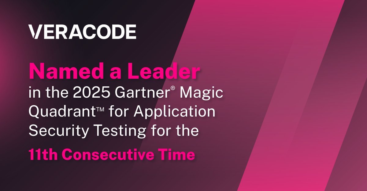 Veracode's tweet image. For the 11th time in a row, Veracode has been named a Leader in the 2025 Gartner® Magic Quadrant™ for Application Security Testing. 

Thank you to our customers and partners for trusting us on this journey.