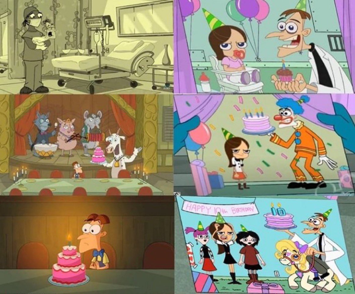 traxstarrr's tweet image. Doofenshmirtz’s birthday vs Vanessa&apos;s birthday