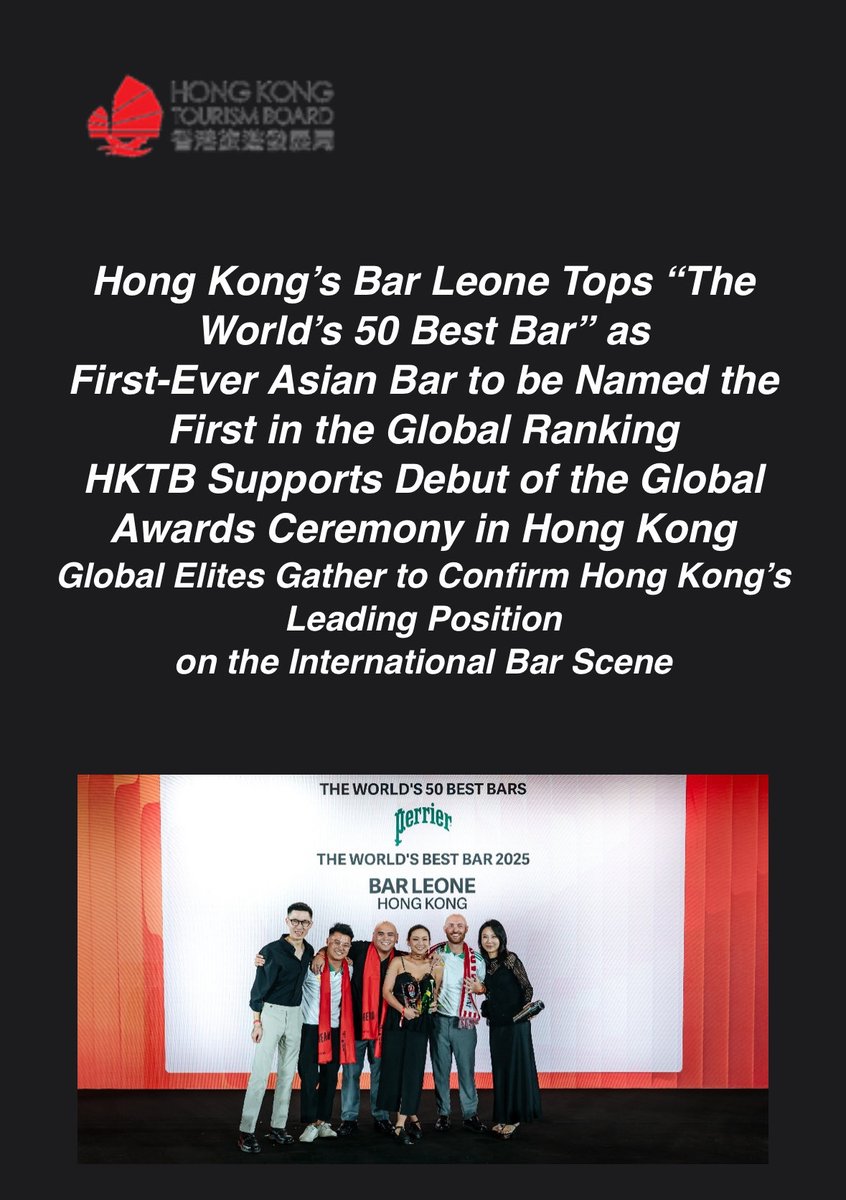 Fantastic news! Bar Leone has won the WORLD’s 50 Best Bars! The first bar in Asia to top the chart. So pleased for Lorenzo and his lovely team!