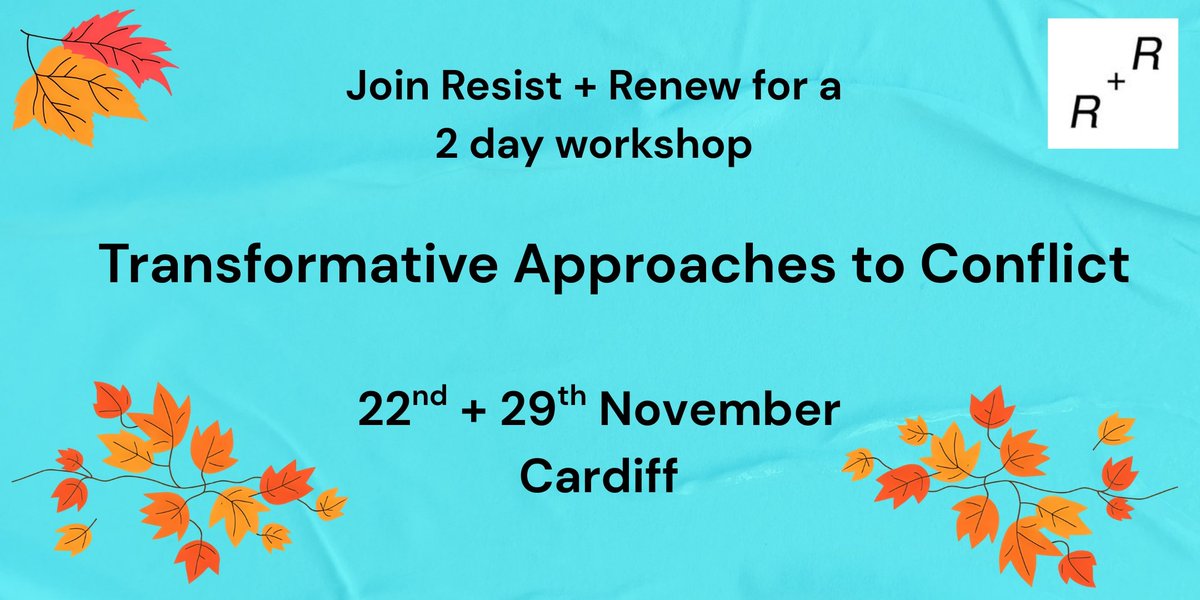 We're running a 2 day workshop on Transformative Approaches to Conflict in Cardiff on the 22nd and 29th of November.

Come along if you're keen to build understandings and skills for approaching conflict in line with your values.

Sliding scale tickets:

eventbrite.com/e/transformati…