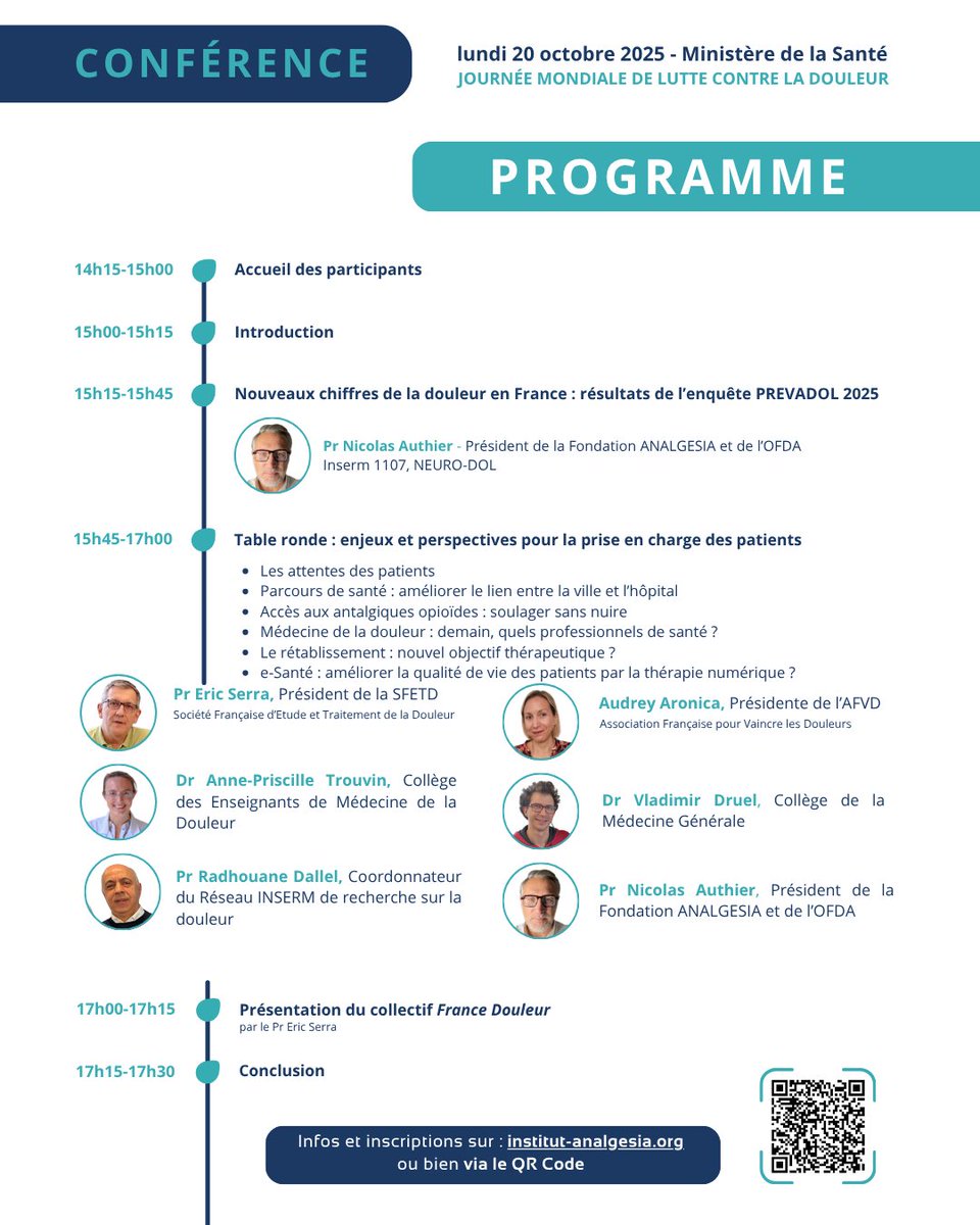 [Événement] ❓ 𝐂𝐨𝐦𝐛𝐢𝐞𝐧 𝐝𝐞 𝐅𝐫𝐚𝐧𝐜̧𝐚𝐢𝐬 𝐬𝐨𝐧𝐭 𝐭𝐨𝐮𝐜𝐡𝐞́𝐬 𝐩𝐚𝐫 𝐥𝐚 𝐝𝐨𝐮𝐥𝐞𝐮𝐫 𝐜𝐡𝐫𝐨𝐧𝐢𝐪𝐮𝐞 ❓ 
On savait qu’ils étaient près de 12 millions de patients… mais qu'en est-il aujourd'hui ? 
👉 Rejoignez-nous lors de notre conférence ⬇️