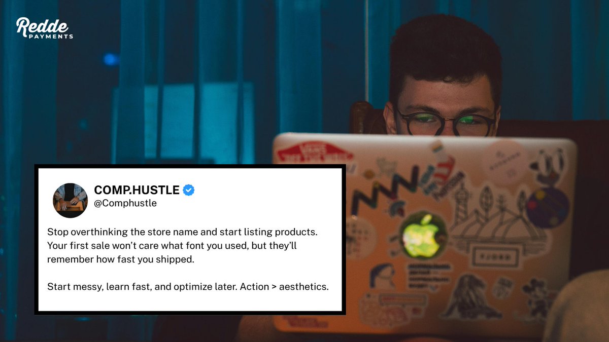 ReddePayments's tweet image. 💻 Stop waiting for perfect. Your first sale won’t care about your logo, they’ll care that you delivered. Start messy, learn fast, grow faster. 💪

#EcommerceTips #EntrepreneurLife #SmallBusiness #OnlineStore
