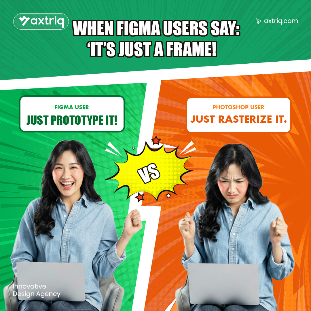 axtriqdesign's tweet image. When Figma says “It’s just a frame” and Photoshop replies “Just rasterize it.” 😅
Different tools, same creative chaos — designers, you get it!
Explore more design humor & insights 👉 axtriq.com
#Figma #Photoshop #DesignHumor #UIDesign #UXDesign #Axtriq