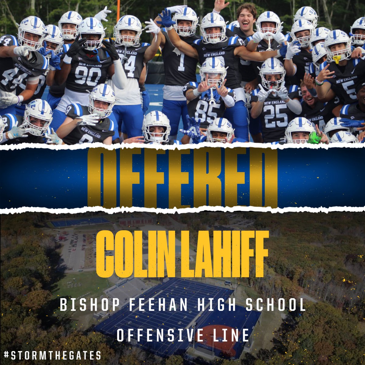 After a great conversation with <a href="/CoachSeanGreen/">CoachGreen</a> I am blesses to receive an offer from <a href="/UNEfootball/">University of New England Football</a> 
<a href="/FeehanFootball/">Feehan_Football</a>