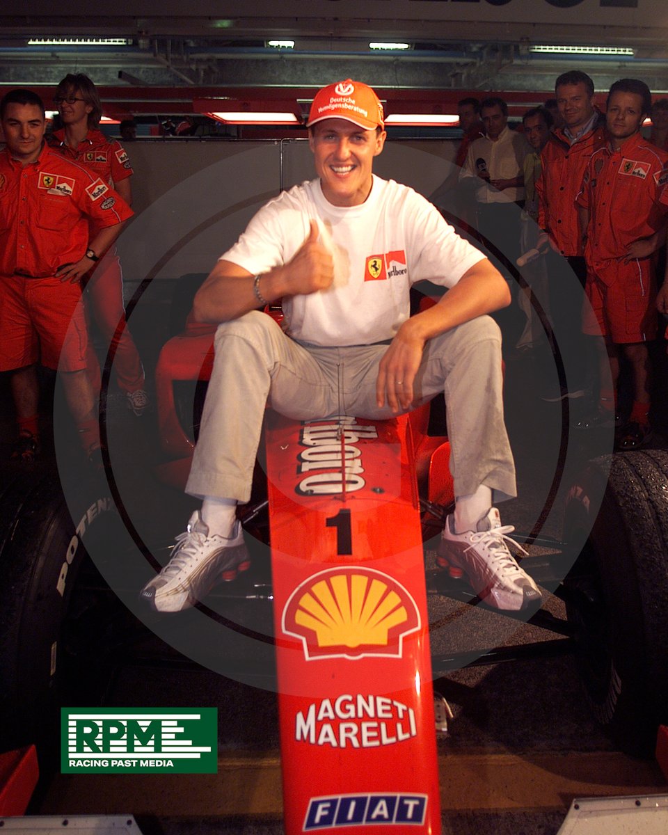 For two decades it seemed that Ferrari would never again win an F1 driver's World Championship. But Michael Schumacher finally broke the curse at Suzuka in 2000 by winning the Japanese GP.  Joyous photo by Girardo.
#MichaelSchumacher #Ferrari