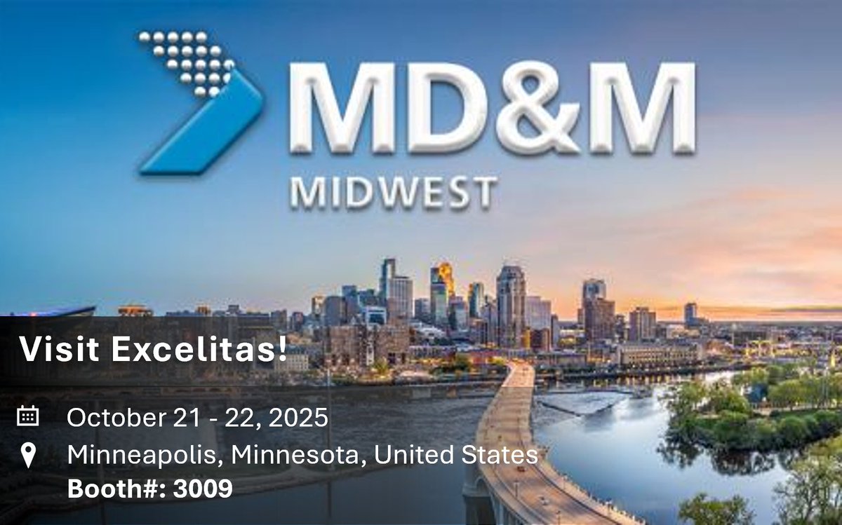 Excelitas's tweet image. In 2 weeks, #Excelitas will be at #MDMMidwest 2025! 

Stop by Booth #3009 Oct. 21–22 to see demos of our latest OmniCure &amp;amp; Fusion #UVcuring systems, designed to enhance precision &amp;amp; reliability in #medicaldeviceassembly.  

Read more: ow.ly/lchK50X8yZ9 #ExcelitasPressRelease