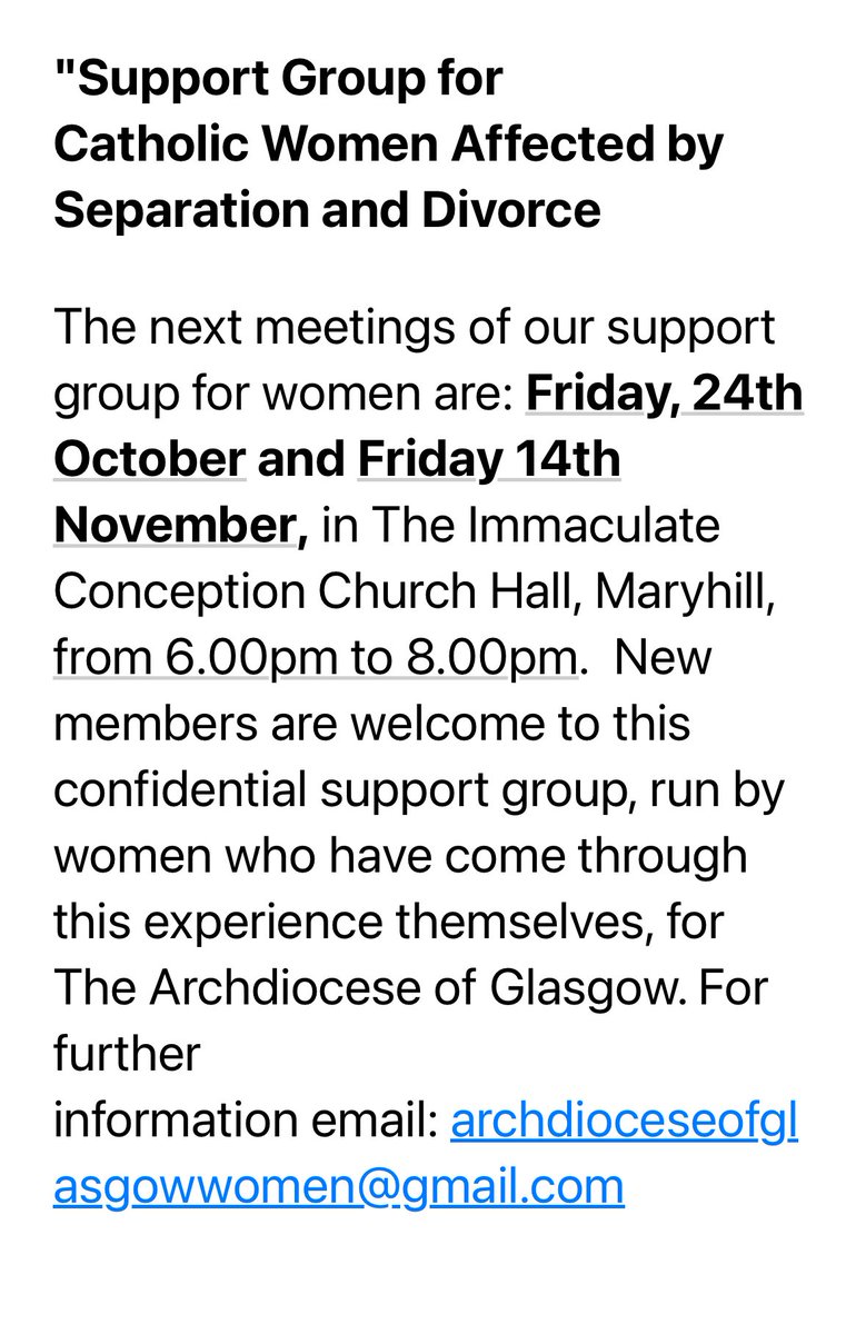 GAWomenSupport's tweet photo. ✨ We’ve shared details with parishes about our next two gatherings for women affected by divorce and separation.

These meetings offer a safe, confidential, and non-judgemental space to connect, share, and support one another. 💛

@ArchdiocGlasgow https://t.co/61BBI4YdwC
