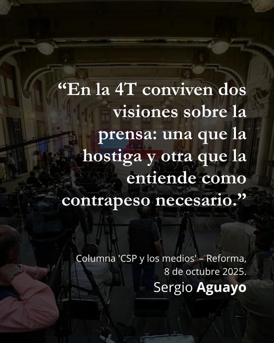En la 4T conviven dos visiones sobre la prensa: una que la hostiga y otra que la respeta.
Analizo cómo la presidenta ha marcado distancia frente al linchamiento mediático y qué riesgos persisten en leyes y litigios contra periodistas.
🗞️ 
reforma.com/csp-y-la-prens…