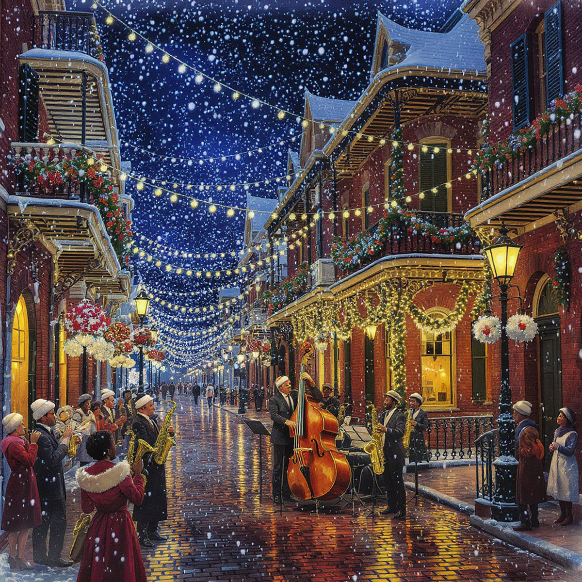 funchristmasday's tweet image. 1920s New Orleans Christmas Eve Jazz Band in the French Quarter. 🎁 Turn this artwork into the perfect Christmas gift! Available as cards, mugs, cushions, wall art, and more on Redbubble 🎄 👉 redbubble.com/shop/ap/174828… 🤶
#funchristmasday  charlesy.co.uk/fun-christmas-…