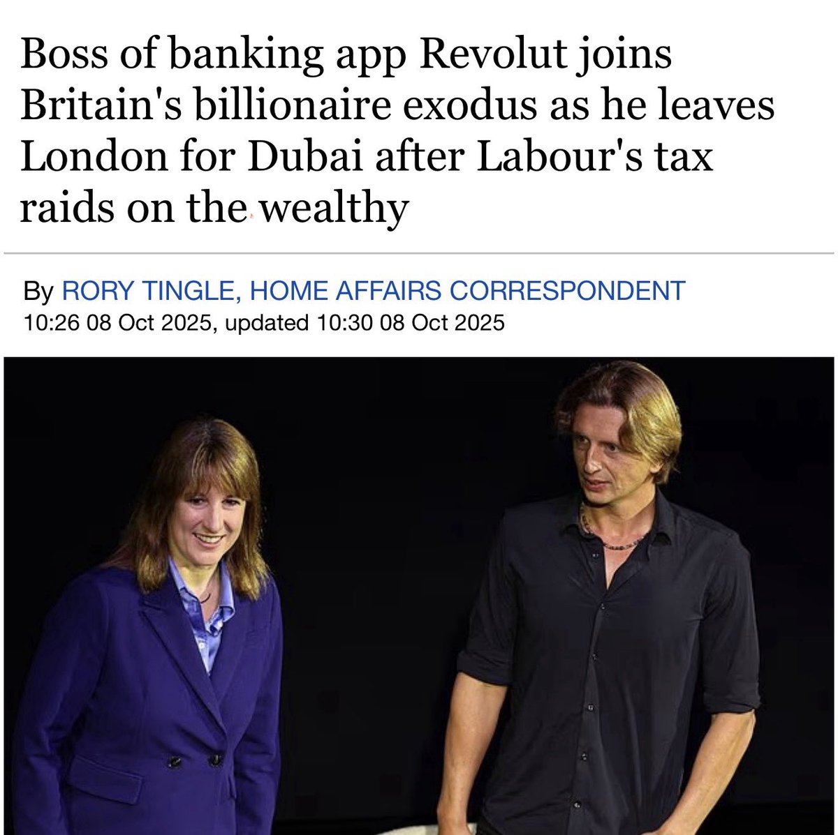 ANOTHER Billionaire has QUIT the U.K.

The richest people in the U.K., now GONE

All in the last year. Labour. Wake up. What are you doing?!

Because the rich pay most of the tax, this just means everyone else’s tax will go up

Starting at the Oct budget

Please enlighten me, how