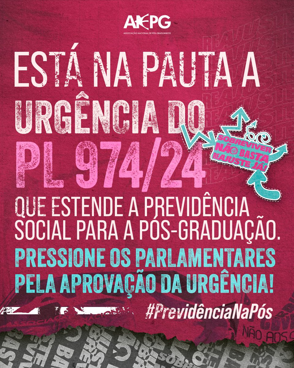 anpg's tweet photo. 🚨 ESTÁ NA PAUTA!
Hoje a Câmara dos Deputados vota a urgência do PL 974/24, que estende a Previdência Social para estudantes da pós-graduação!

📣 A mobilização é agora: às 14h, participe do tuitaço e comentaço nas redes dos parlamentares!
👉 Marque seu deputado e cobre a aprovação da urgência do PL da Previdência!

#PrevidenciaNaPós #ANPG #PosGraduacao #CiênciaÉTrabalho