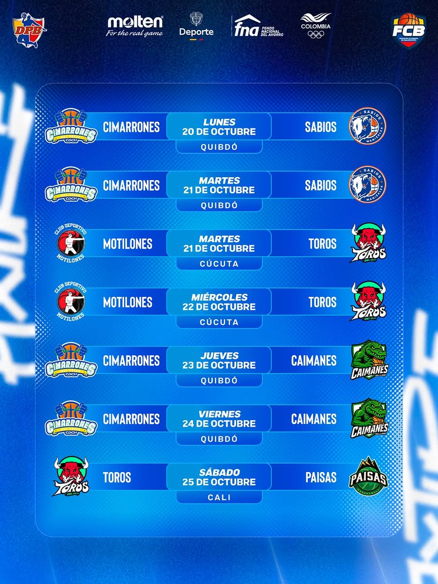 Sabiosbc's tweet image. 📅💥 ¡YA ESTÁ AQUÍ EL FIXTURE 2025-2! 💥
Los Sabios de Caldas se preparan para dejarlo TODO en la cancha 🏀 vibra con cada partido, cada canasta y cada emoción 🙌

🔥 Próxima cita: Lunes 13 y Martes 14 de octubre – 5:20 PM
📍 Coliseo Mayor Jorge Arango Uribe
🆚 Toros del Valle
