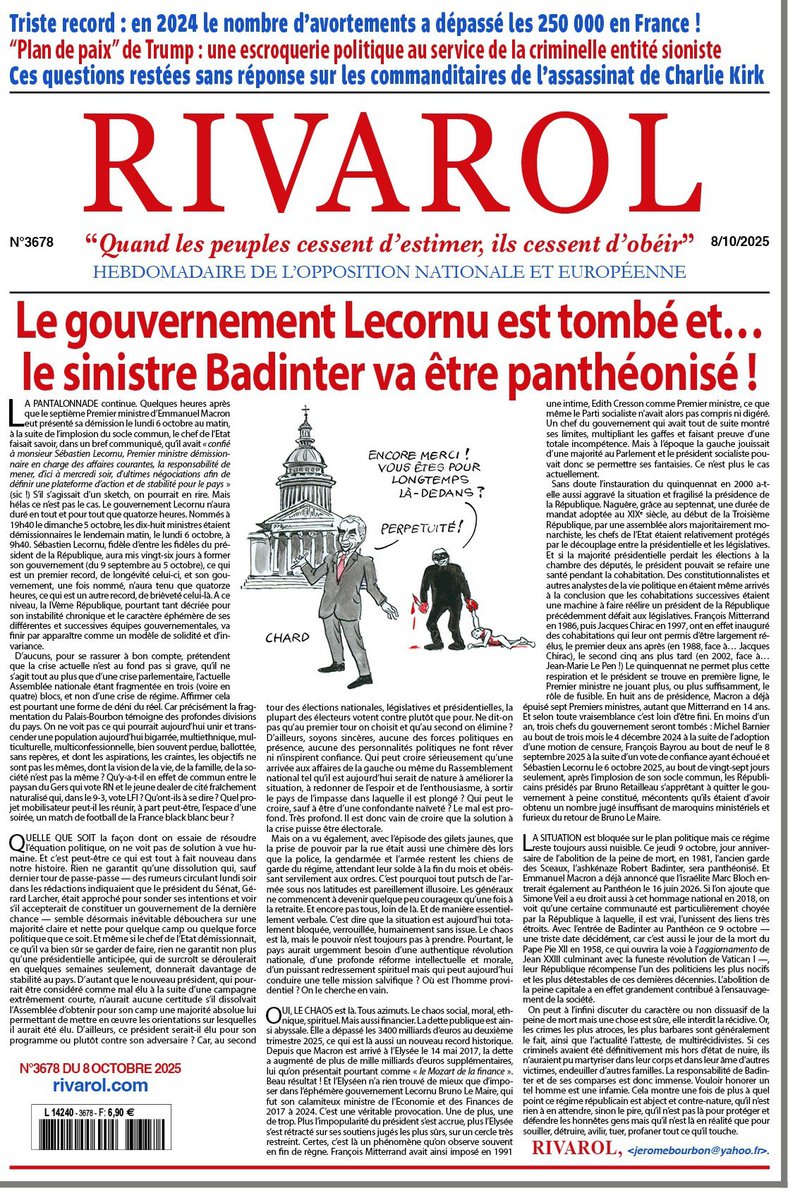 Le <a href="/Rivarol1951/">RIVAROL</a> de cette semaine est paru! Soutenez la presse indépendante !