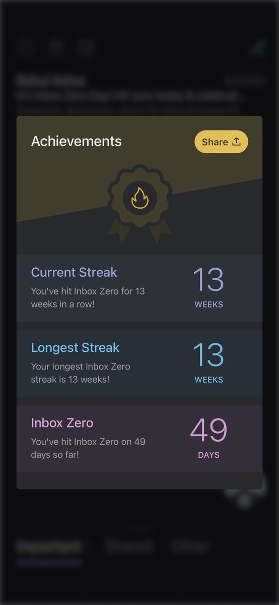mparmar47's tweet photo. I've #HitZero 13 weeks in a row with @Superhuman 🔥 get 1 free month using my link: https://t.co/IbuJuEwWmq

Saved approximately 5hr per week in the same time. Amazing product and even surprised with outcome of it. https://t.co/RWVxKjEQ4D