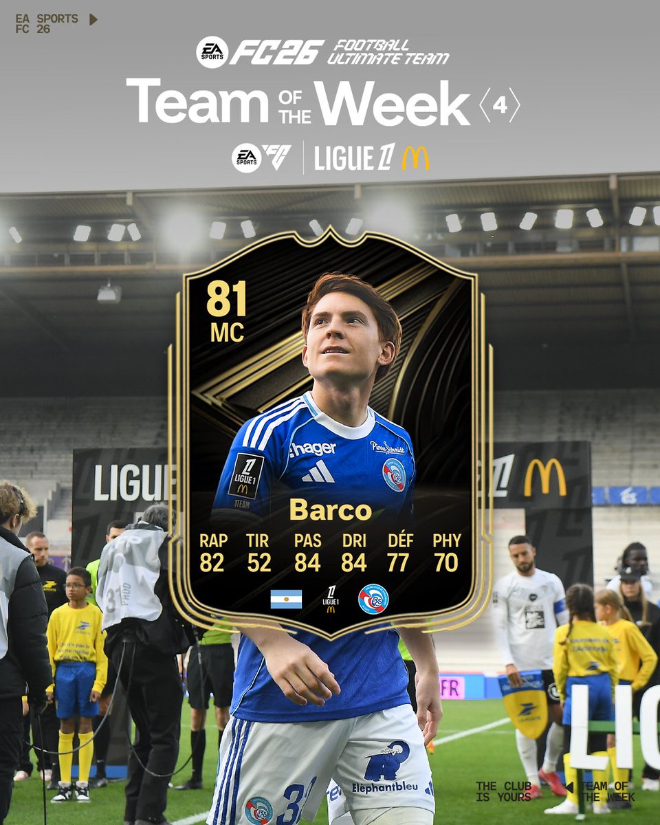 𝗨𝗻 𝗱𝗲́𝗯𝘂𝘁 𝗱𝗲 𝘀𝗮𝗶𝘀𝗼𝗻 𝗱𝗲 𝗵𝗮𝘂𝘁 𝗻𝗶𝘃𝗲𝗮𝘂 ✨

Colo Barco est dans l’Équipe de la Semaine <a href="/easportsfcfr/">EA SPORTS FC France</a> 🔵⚪️

Dispo dès maintenant sur #FC26 #TOTW 🔝