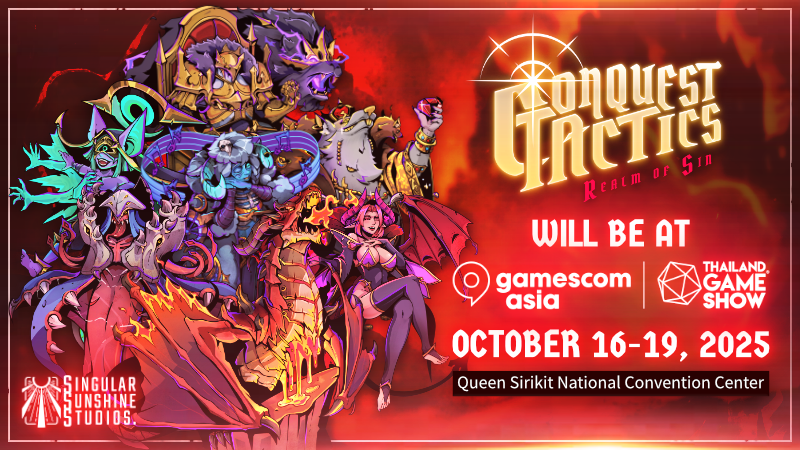✨Meet Conquest Tactics: Realm of Sin at Gamescom Asia x Thailand Game Show 2025!
⚔️Strategy fans, don’t miss your chance to play the demo here!
📍QSNCC – Bangkok, Thailand 🇹🇭
📍Thai Playvilion (B11) – Oct 16–17
📍Thai Game Pavilion (A3) – Oct 17–19
#indiegames  #gamescomasia