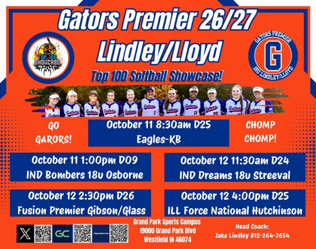 btpolk35's tweet photo. @JA_Parker2027  ( one of the best 2027’s around ) & the @GatorsPremier08  will  be in Westfield IN this weekend at Grand Park competing in the  Top 100 Softball Showcase. If you are in the area, take a moment to come  look at this team. You won’t be disappointed!!!  @AmyLTudor @C_Delahaba5 @PeelPrater @svsu_ryan @coachwallensemo @CoachJordanSB @CoachGill_MSU @KassieD23