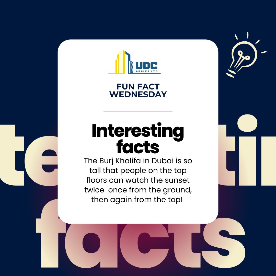 udc_africa's tweet image. Fun Fact Wednesday! 

#FunFactWednesday #ArchitectureLovers #EngineeringMarvel #ConstructionFacts #BurjKhalifa #TallestBuilding #DesignInspiration
#Trending #viral #engineering #architecture