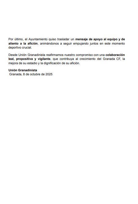 ℹ️Comunicado de UG tras la reunión con el Ayuntamiento de Granada.